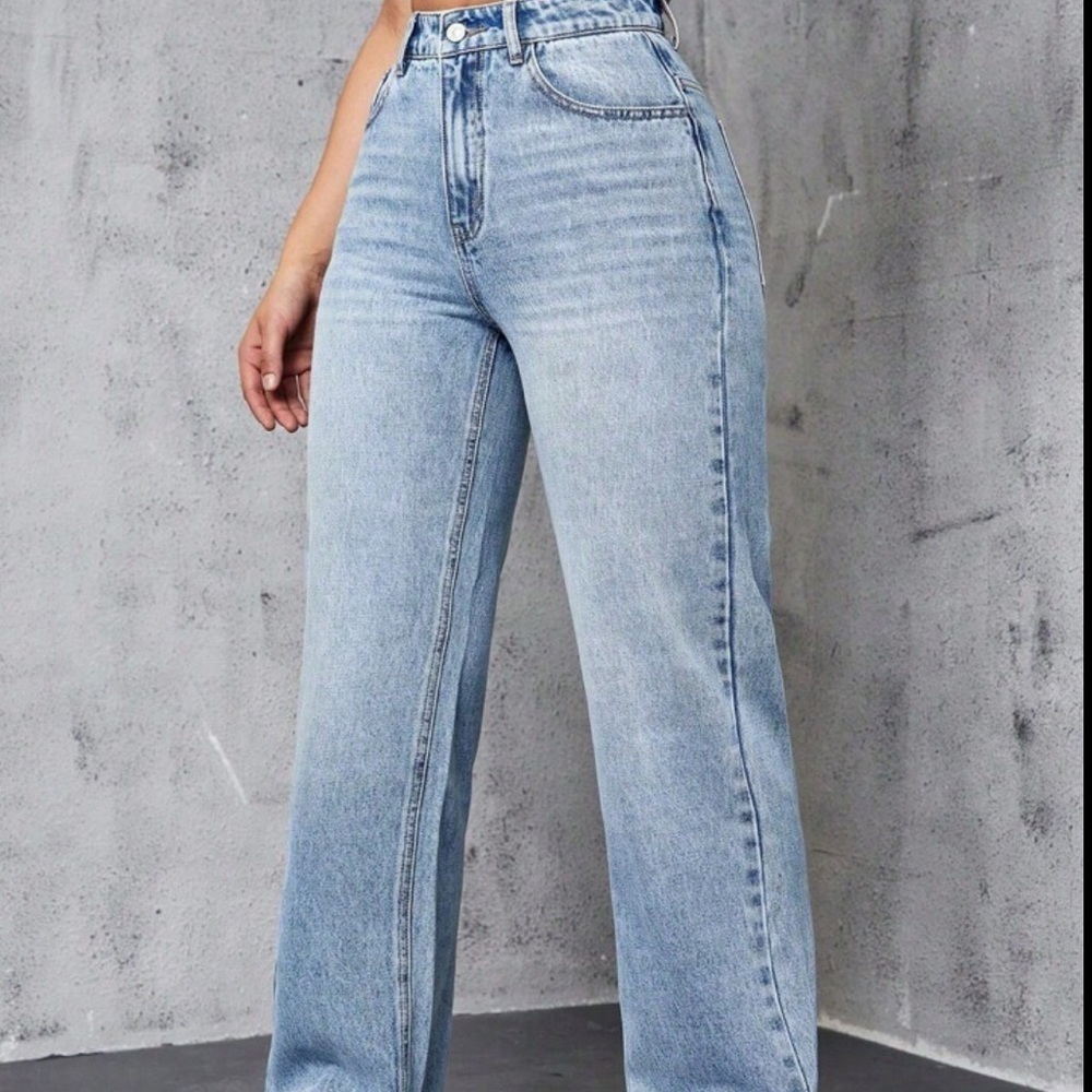 WOMEN’S WATER WASH STRAIGHT-LEG JEANS SIZE TALL L (8/10)